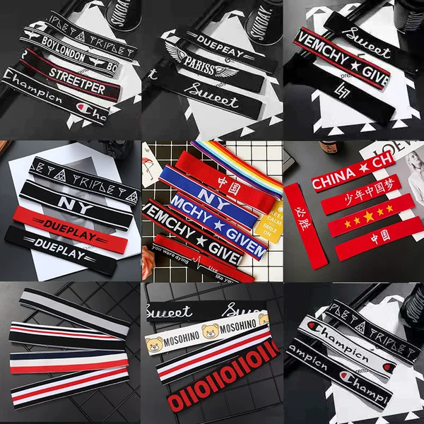 Sports Performance Headband Sweat-Absorbent Trendy Hip-Hop Text Letters English Elastic Elastic Student Headband Performance Letters