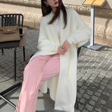 仿水貂绒气质中长款过膝毛衣开衫女秋冬新款慵懒风宽松厚针织外套