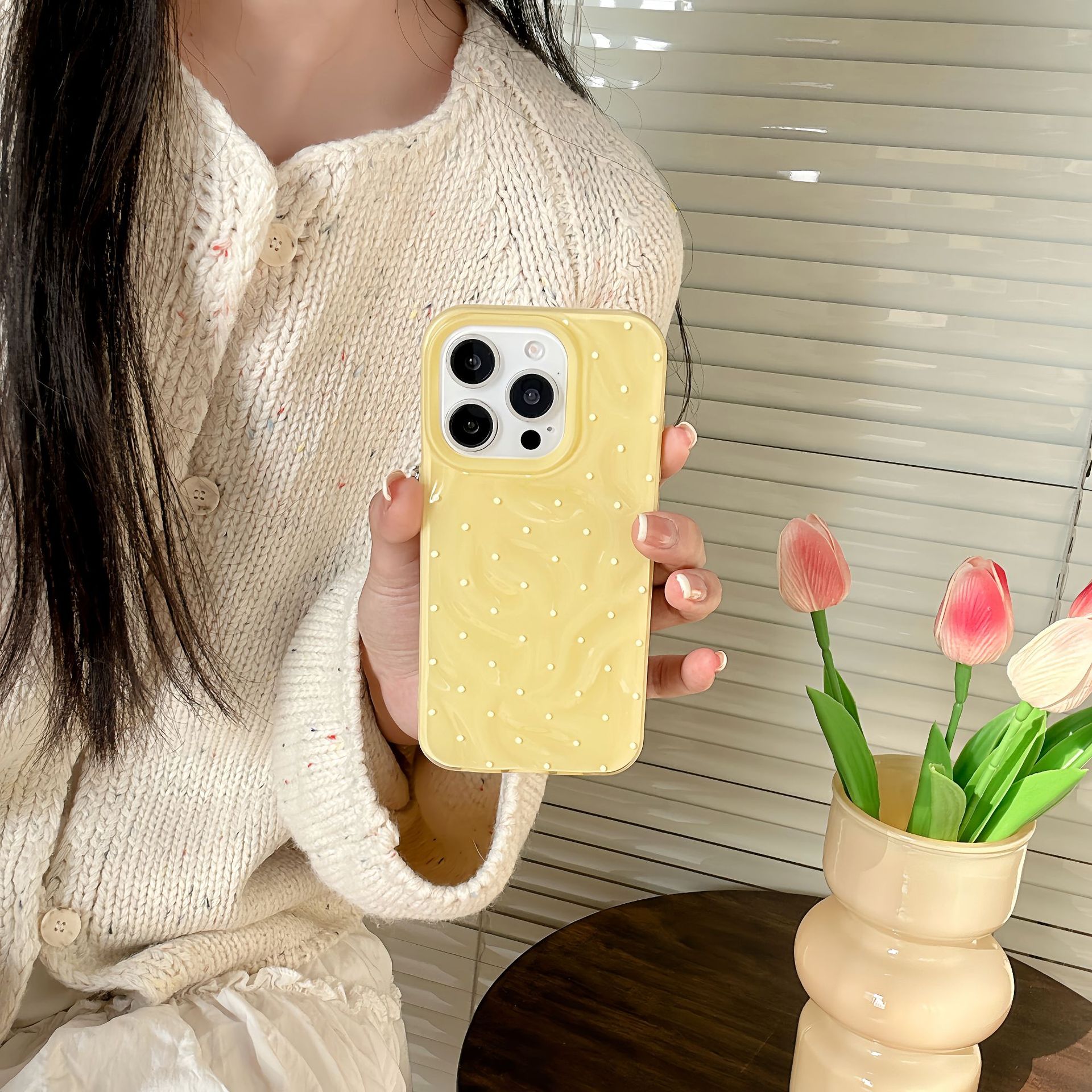 Sencillo verano, sensación avanzada, pantalla completa, punto de onda, adecuado para Apple 16ProMax, funda para teléfono móvil 15Pro, nuevo 14/13 femenino