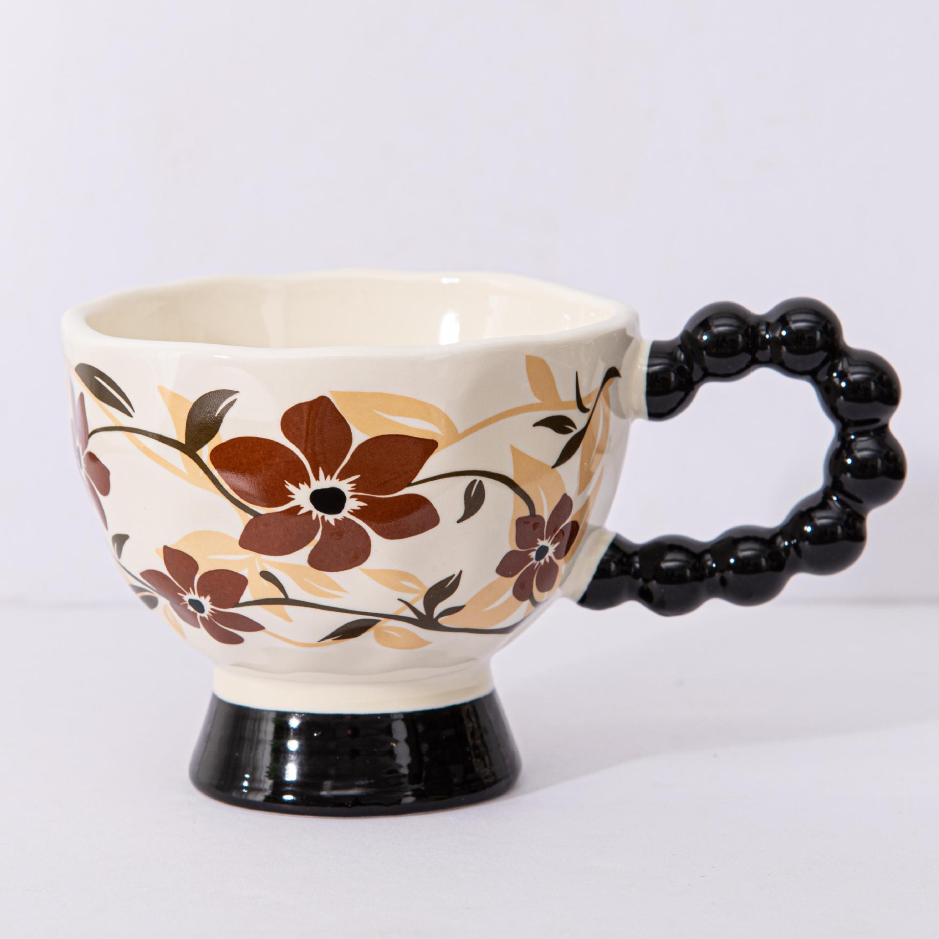 Vintage Ceramic Mug High Legged Office Coffee Cup Gift Idea_voghion.com