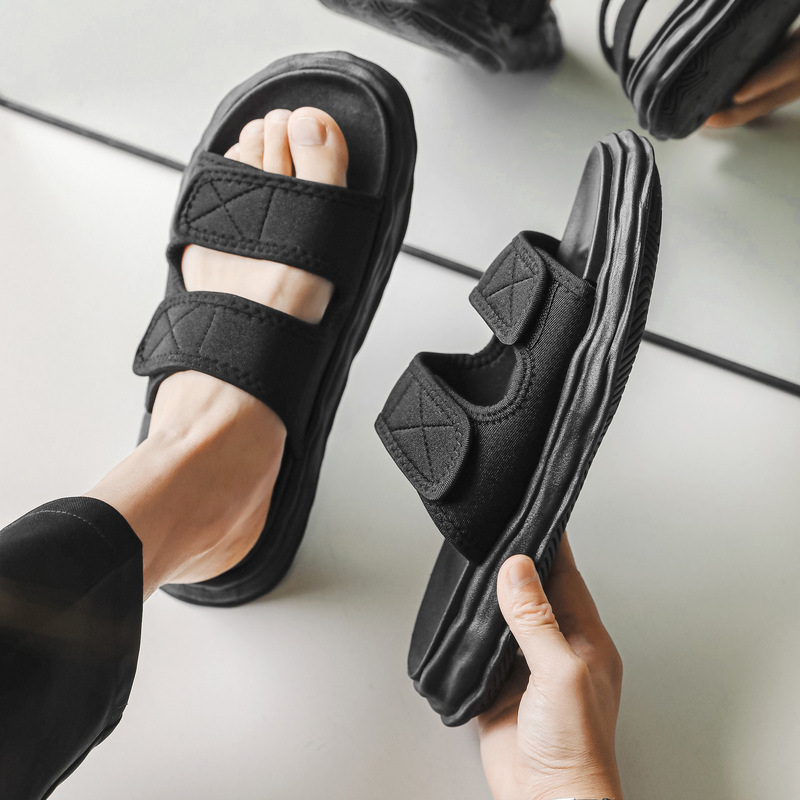 Outer Wear Slippers Men's Simple and Comfortable Men's Solid Color Slippers Summer Home Bedroom Internet-popular Creative Double Belt Soft Bottom Outer Wear Slippers Men's Simple and Comfortable Men's Solid Color Slippers Summer Home Bedroom Internet-popular Creative Double Belt Soft Bottom