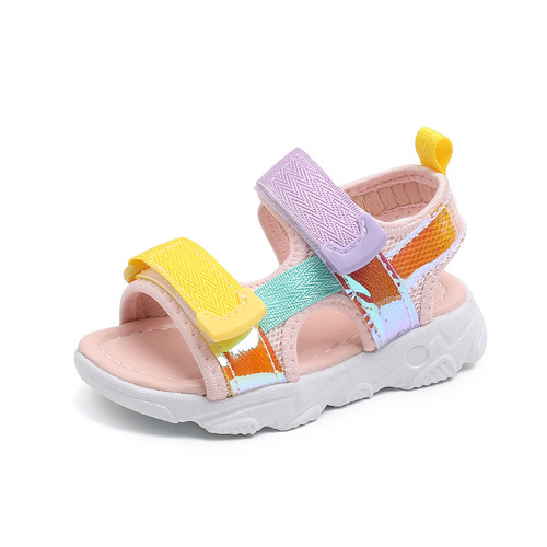Summer new girls 'open-toed beach sandals for children's summer colorful soft sole casual children Korean style