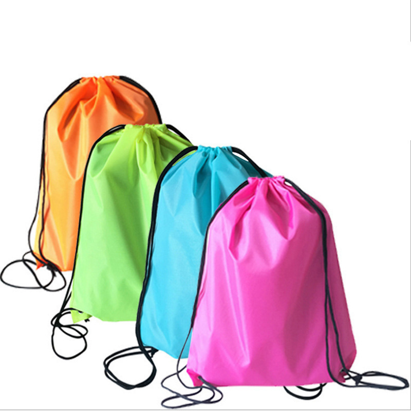 彩色涤纶束口袋可订广告抽绳双肩运动背包学生运动收口袋印刷logo
