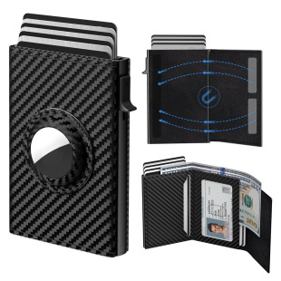 Airtag Men's Smart Wallet Card Holder, Rfid Shielding, Ultra-Thin, Carbon Fiber, Normcore