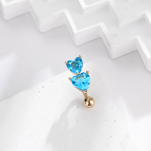 Exclusively for foreign trade, AliExpress hot-selling navel jewelry, cross-border European and American personalized double love rhinestone navel navel jewelry wholesale