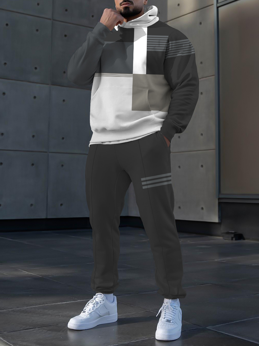 Primavera 2023 nuevo eBay AliExpress Amazon hombres deportes traje casual 3D impreso cuello redondo Pantalones