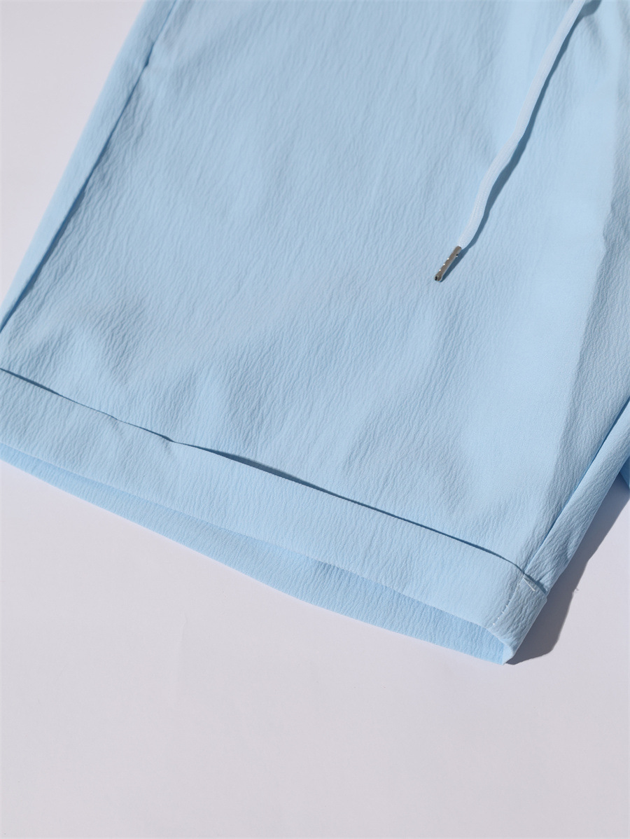 Men's Henley T-shirt And Shorts Set Casual Summer Solid Colour_voghion.com