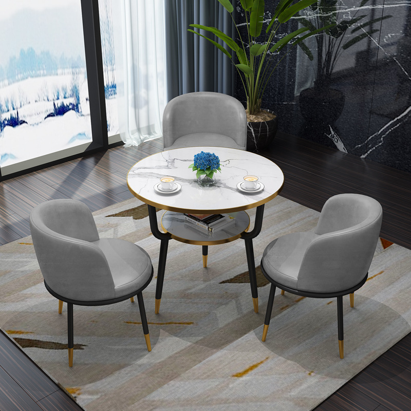 Fábrica directa de lujo ligero de recepción mesa y silla combinación de mesa de comedor de pequeño tipo de casa ocio leche tienda de té Negociación de café