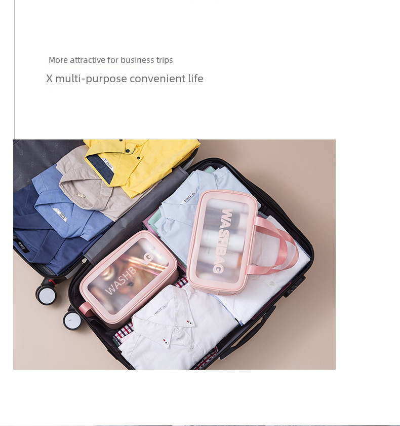 PU frosted waterproof cosmetic bag large capacity high-looking portable cosmetic storage bag wash swimming bag