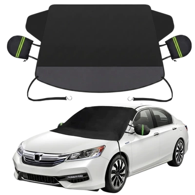 Amazon Car Snow Cover, Winter Thickened Magnetic Car Half-Cover, Anti-Frost Oxford Cloth Snow Cover, Car Snow Shield (Car snow shield) - car-snow-cover-600d-oxford-black-coated-large-one-piece-horizontal-strip-non-magnetic-hook-140160120