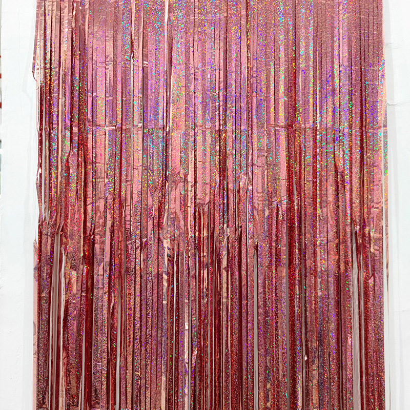 創意炫彩亮片玫瑰金雨絲簾七夕節慶浪漫布置道具生日派對裝飾門帘