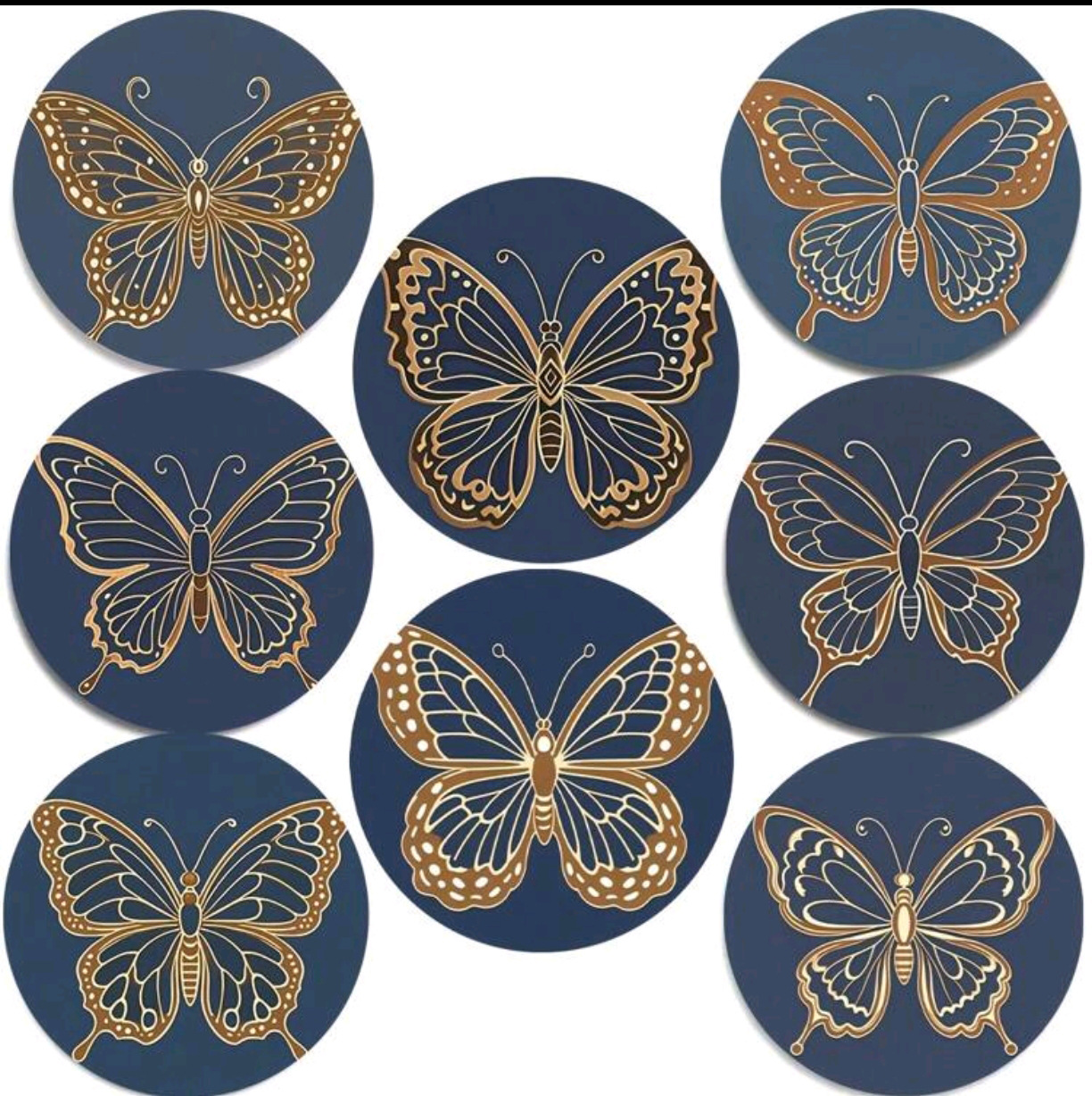 8 piezas de madera de moda fan de estilo nacional de tazas de arte resistente al calor para bebidas antideslizantes adecuadas para almohadillas de tazas de mandala