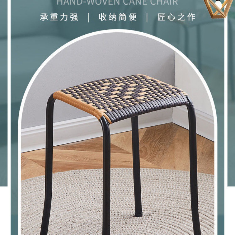 藤編凳藤條凳子編織小板凳老式藤椅藤兒童四方高凳耐用直銷速賣通