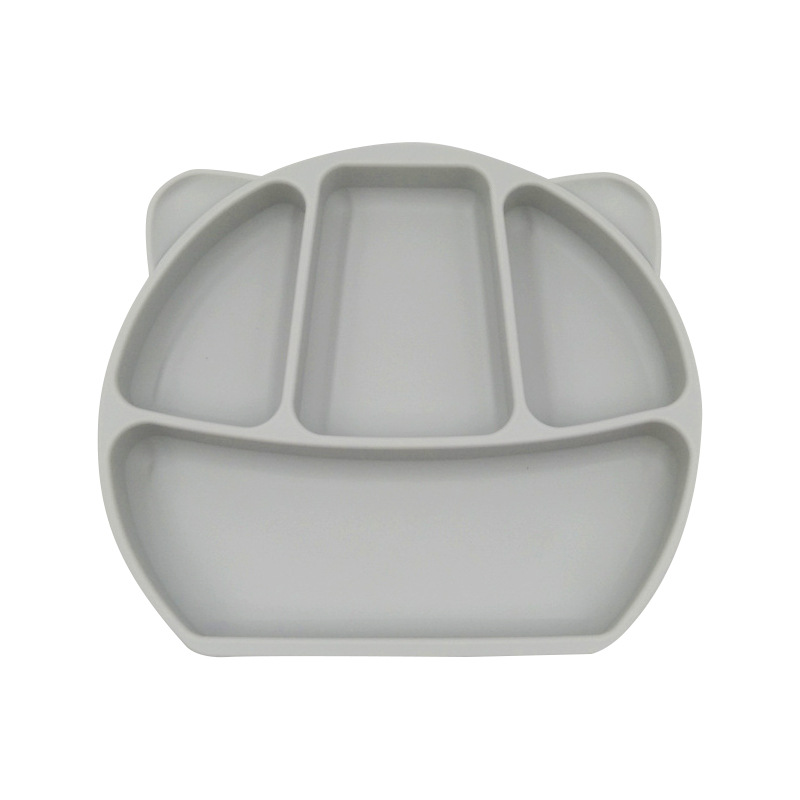 Placa de silicona para niños Panda vajilla de silicona para niños Placa de suplemento de alimentos para bebés cubierta de cuatro platos separados para niños