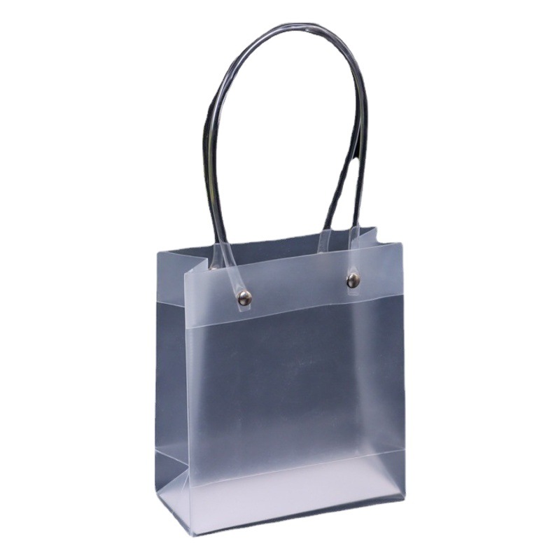 Pp Plastic Transparent Frosted Tote Bag Custom-Made Pvc Christmas and New Year Gift Packaging Bag with Custom Logo