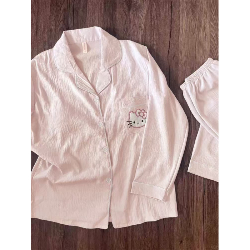 云朵棉 睡衣女春秋季高级感长袖外穿简约休闲家居服套装|undefined