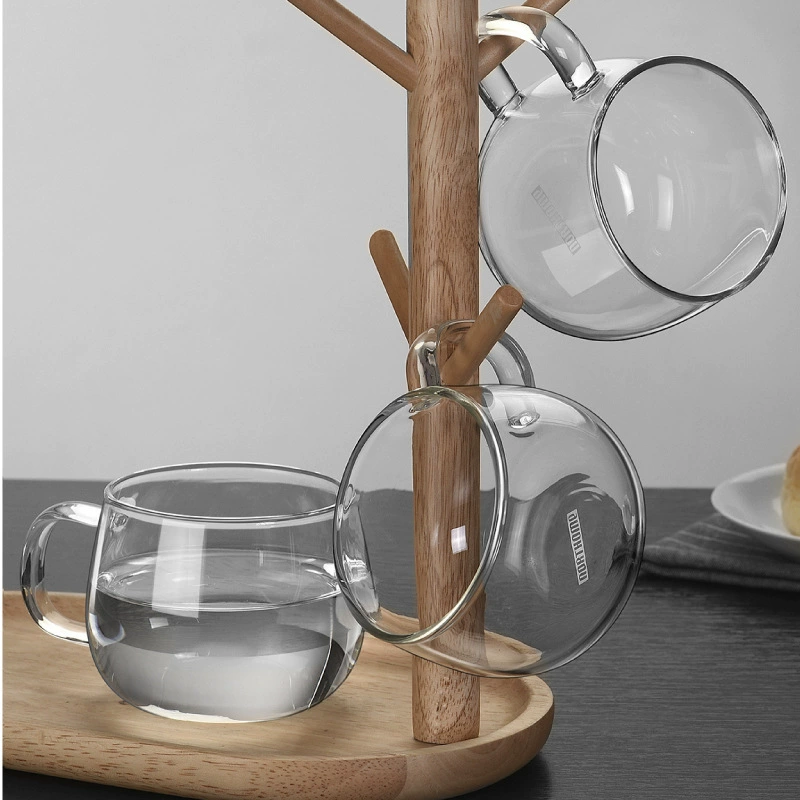 Xiaobeijia утолщенная термостойкая стеклянная чашка, прозрачная чашка для воды, чашка для молока, чашка для сока, чашка для чая, плита с ручкой, кофе King Gold