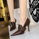 958-2 High Heels Women's Shoes Wine Cup Heels Super High Heels Pointed Belt Buckle Decoration Deep Mouth Single Shoes Deep Mouth Shoes