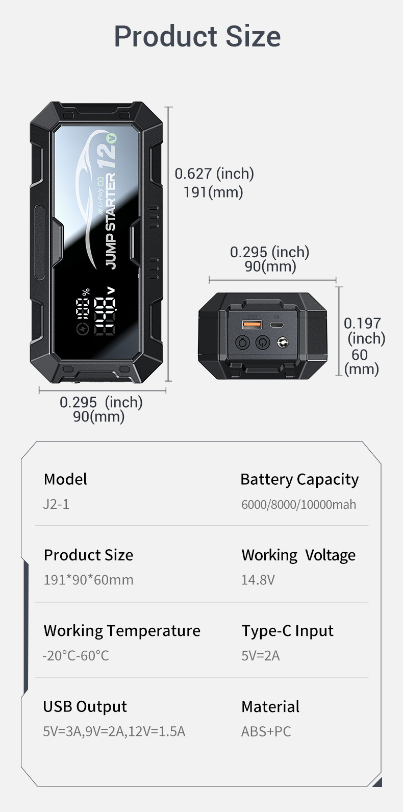 12V Car Emergency Starting Power Supply 1000A Large Capacity Jump Starter with Lighting Function Car Battery Emergency Power Supply