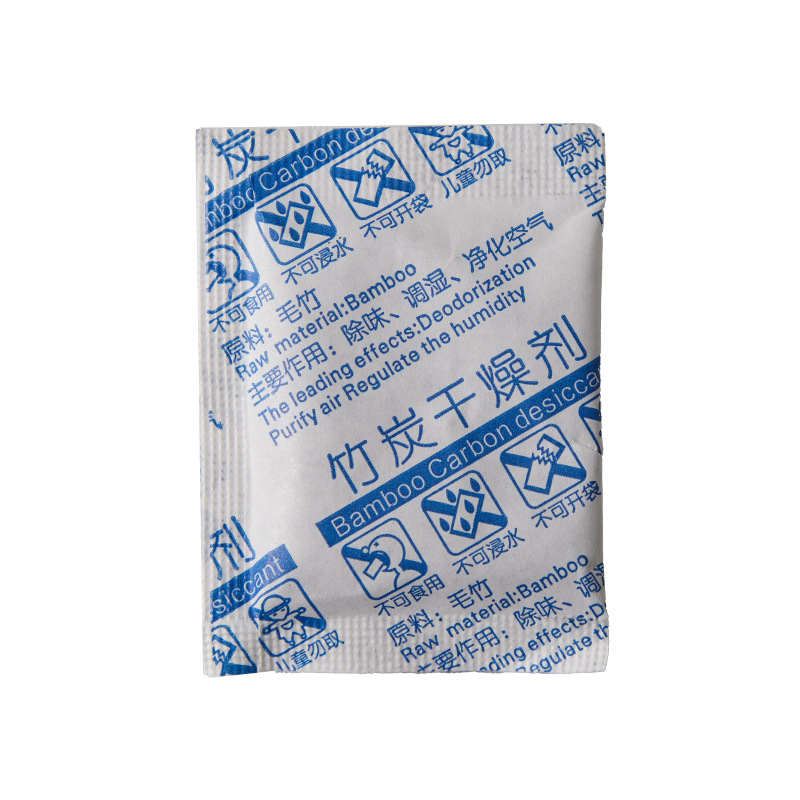 Desecante de carbón de bambú, a prueba de humedad, a prueba de moho, carbón activado, deshumidificación interior, absorción de humedad, 2g, 5g, carbón activado en chino e inglés