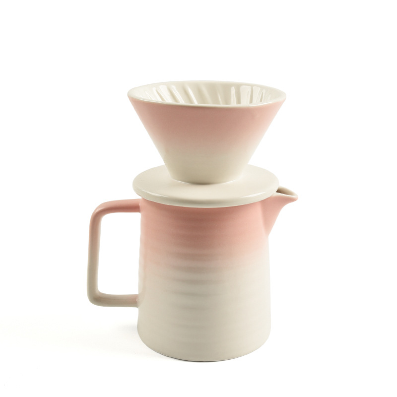 Cafetera V60 estilo americano, de cerámica negra, para compartir, con filtro y taza, juego para 2 personas, para exportación. image 3