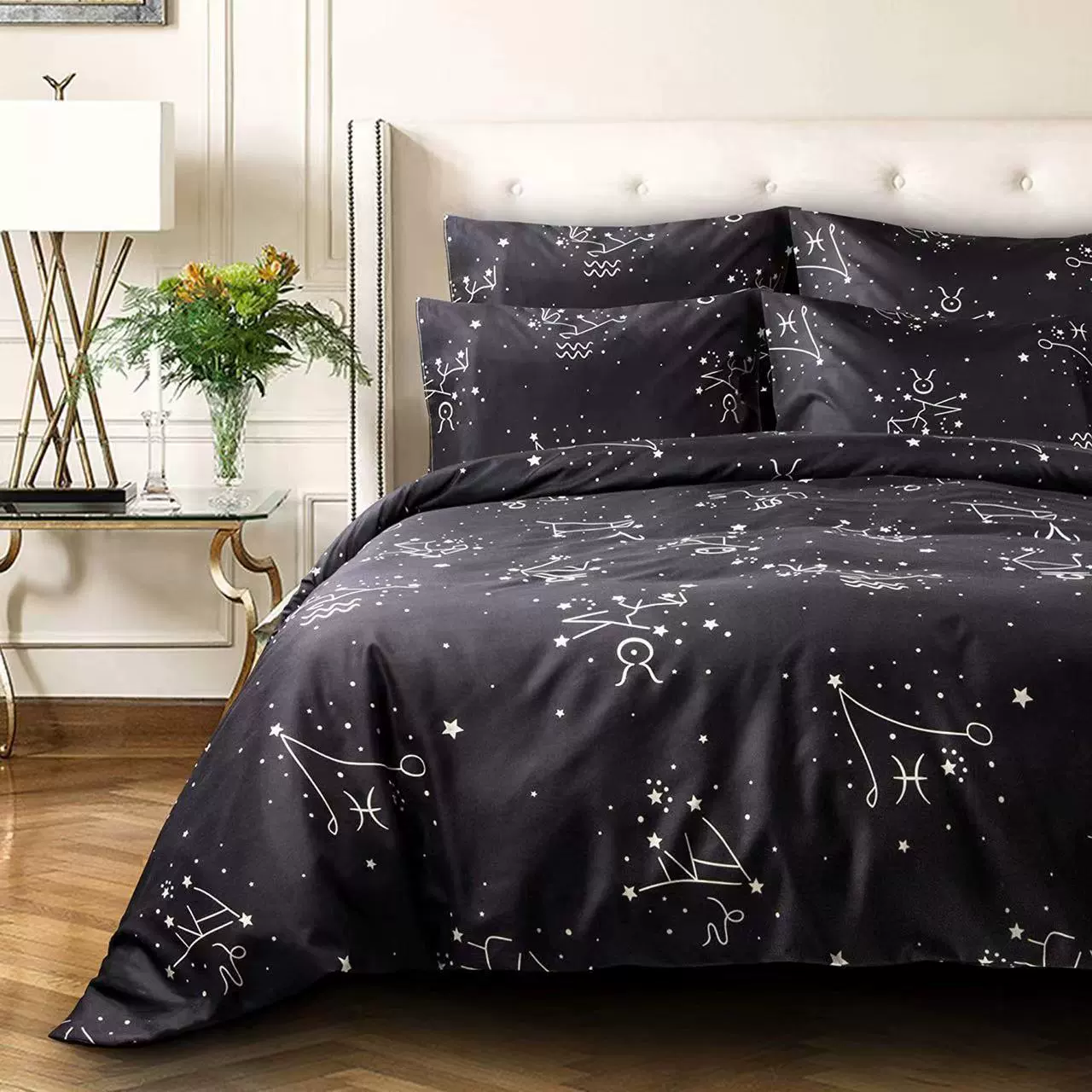 Duvet Cover Set, Starry Sky Double-Sided Design, 3-Piece Bedding (Simple Elegant), Multiple Sizes