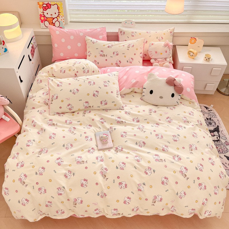 ハローキティ コットンプリント 4点セット 正規品 サンリオ かわいい漫画 コットンベッド 3点セット 南通|undefined