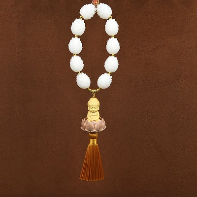 Car Rearview Mirror, Good Luck — Car hanging - good-luck-buddha-yellow-tassel