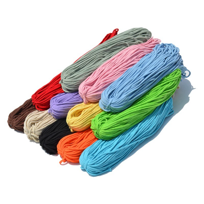 5 мм хлопковая веревка восьмипрядная красочная хлопковая веревка своими руками Тканый гобелен Толстая хлопковая веревка аксессуары на шнурке