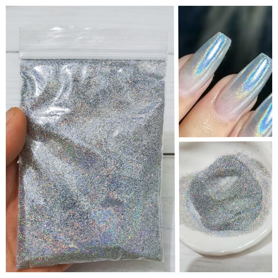 Polvo Láser de Colores 50g, Purpurina para Uñas, Resina Epoxi y Pulseras DIY