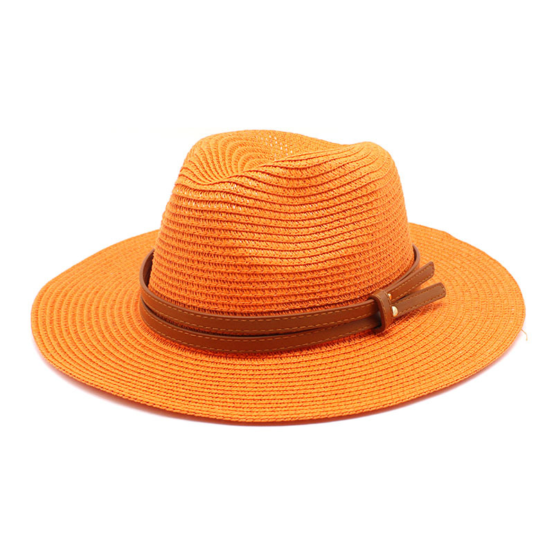 Unisex Vacation Solid Color Flat Eaves Straw Hat display picture 5