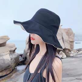 双面渔夫帽女日系大帽檐百搭防晒遮阳ins帽子夏季韩版网红太阳帽