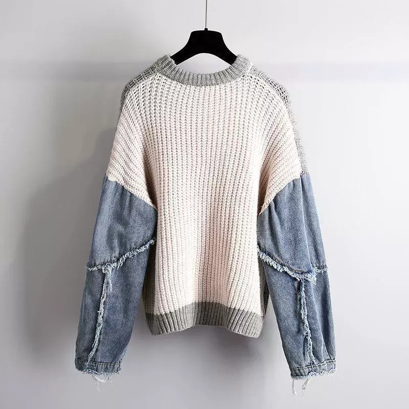 Осенний джинсовый свитер, plus size, коллекция 2023 года, корейский стиль