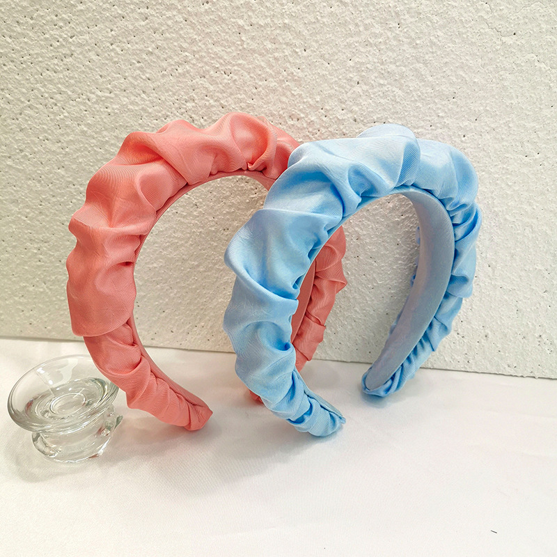 韓版秋冬新品發箍時尚純色布藝髮飾頭箍女士褶皺寬邊海綿發捆R309