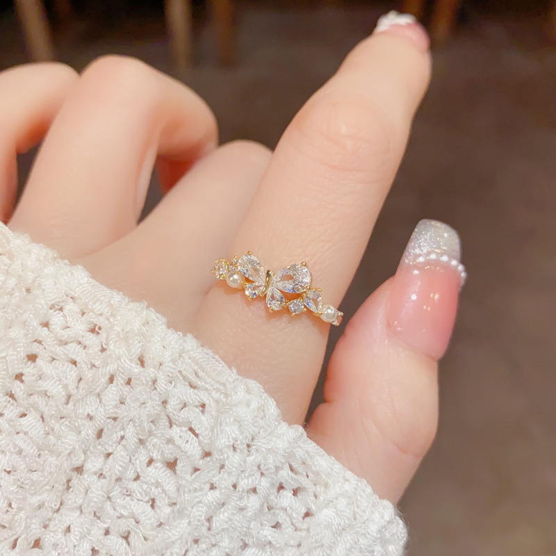 Small design elegant universal fashionable ring with zircon