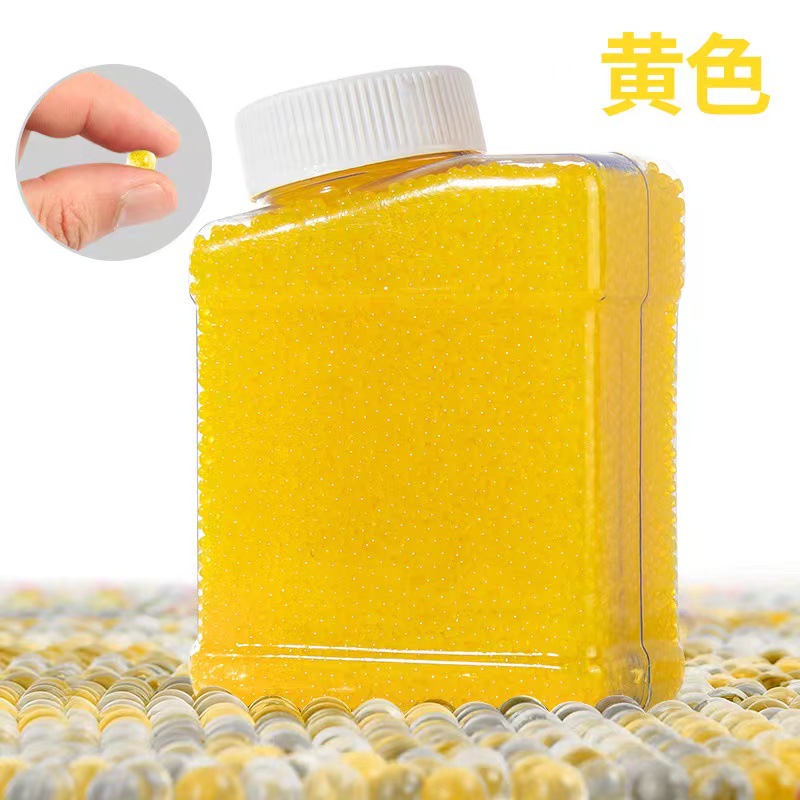 Bolitas de gel absorbente de agua 7-8mm, perlas decorativas hidratantes, paquete en botella cuadrada