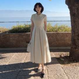 法式感polo领连衣裙子女夏季2026新款小个子气质绝美收腰长裙