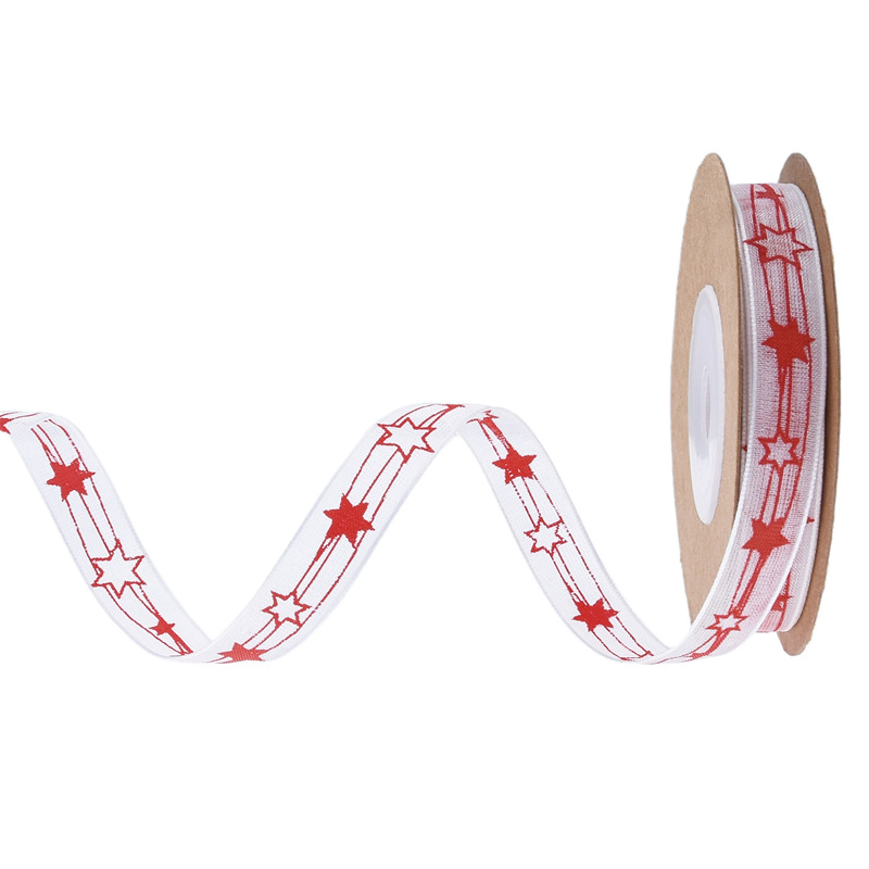 Navidad transfronteriza impresión pentagramas colorida cinta ramo de flores arco correa de árbol de Navidad DIY decoración cinta floral