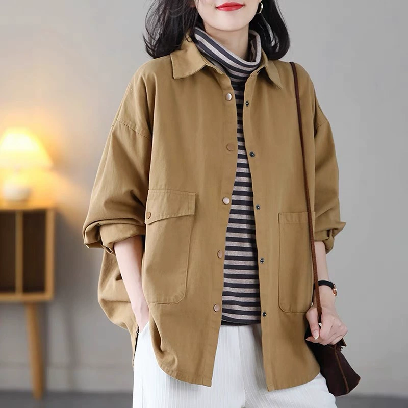 Куртка, тренч для отдыха, длин sleeves, oversize, осень