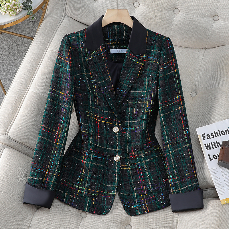 Black and white plaid 2024 new spring fashion Chanel style tweed shorts suit women's small suit suit West Black and white plaid 2024 new spring fashion Chanel style tweed shorts suit women's small suit suit West