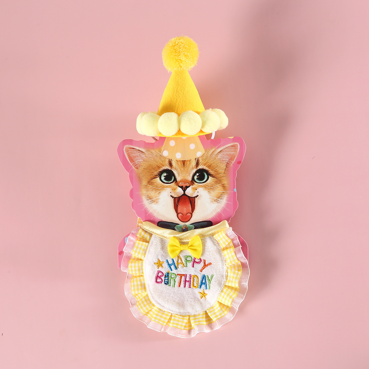 Juego de fiesta de feliz cumpleaños para mascotas sombrero de corona tocado bordado de encaje babero toalla de saliva gato perro comercio exterior image 12