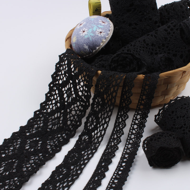 黑色棉线花边蕾丝边 布艺配件 DIY沙发窗帘花边材料 少量小批发