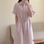 韩国条纹显瘦翻领连衣裙
