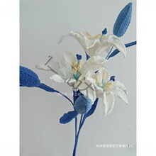 高冷永生花百合毛线花手工编织情人节七夕送礼客厅装饰花