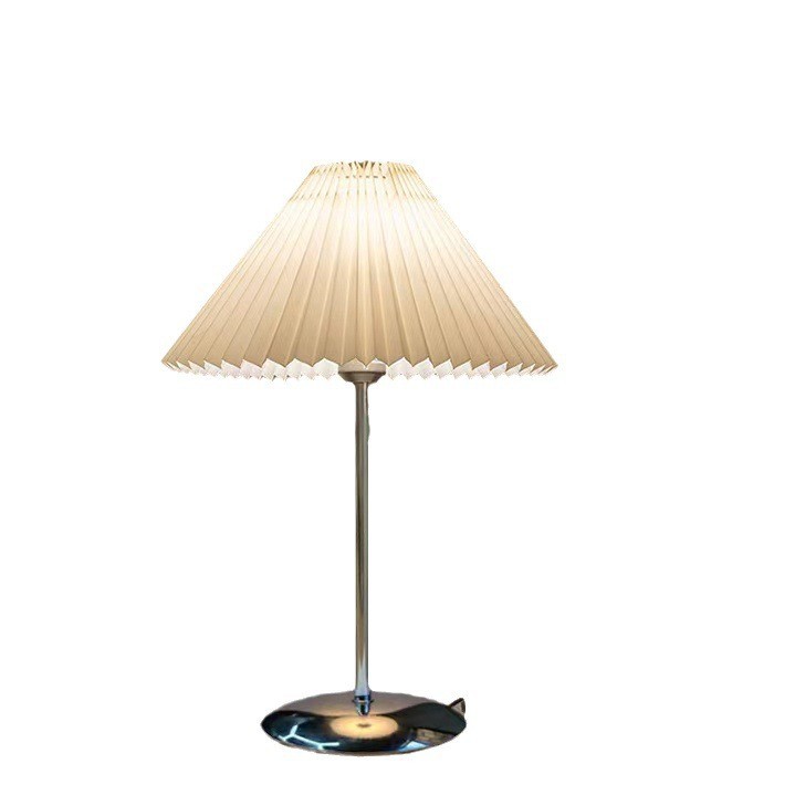 LED Nordic Desktop Pleated Table Fabric Ins Bedroom Bedside Atmosphere Lamp Decorative Night Light Dimmable_voghion.com