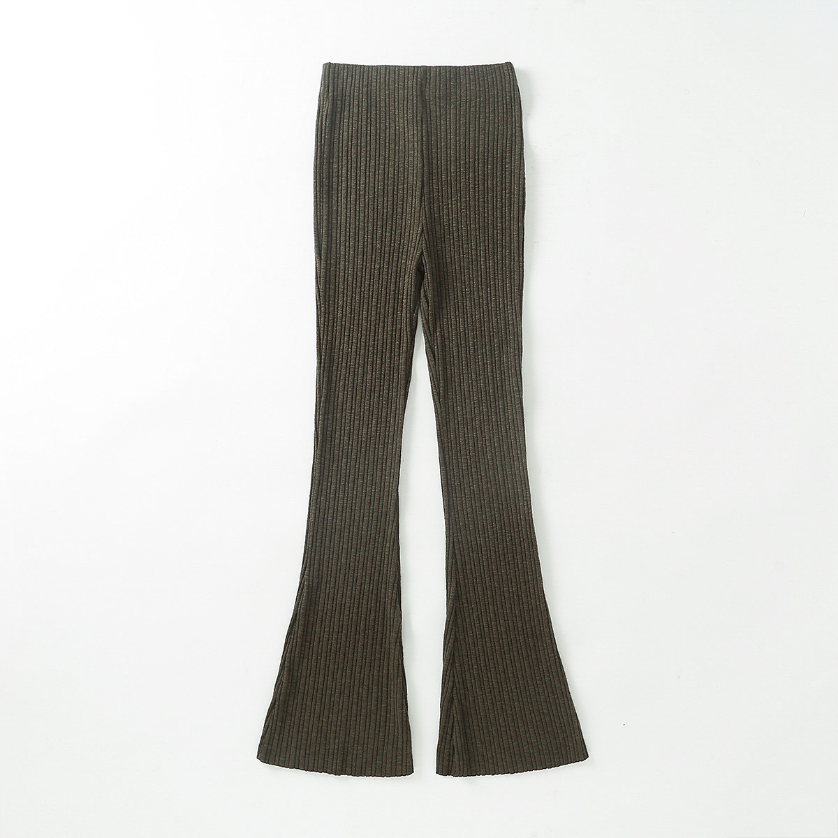 high-waist casual stretch knit flared trousers NSAC52130