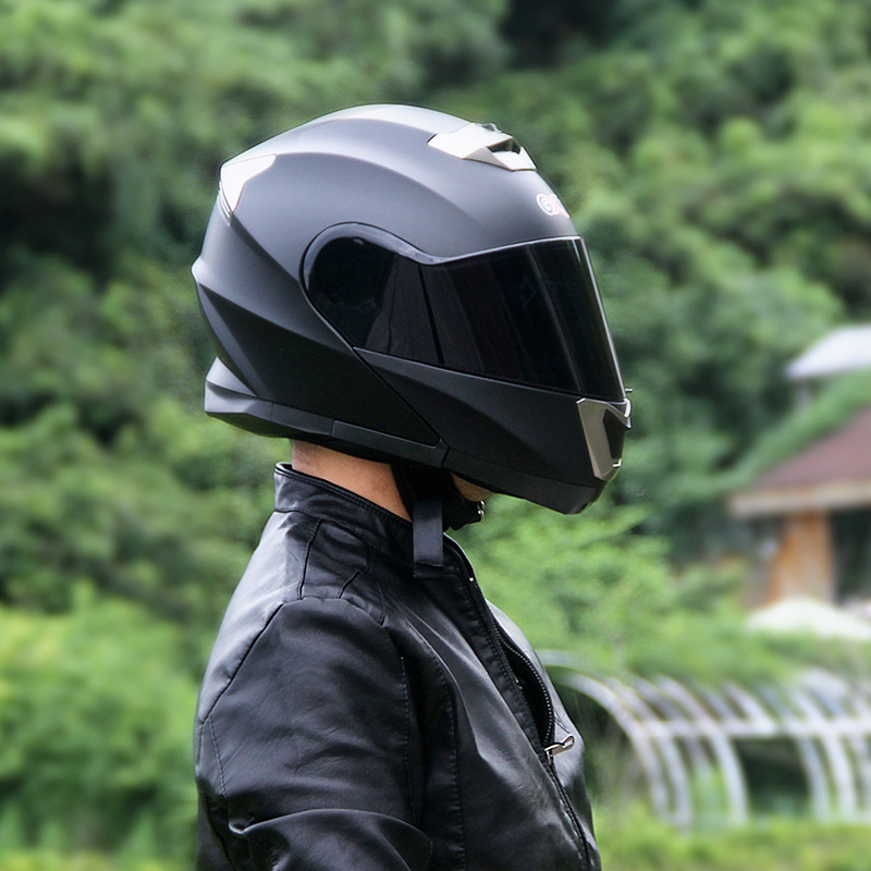 Motosiklet kaskı (dəbilqə) – Motuoche Full Face - matte-black-black-tea-lens-m