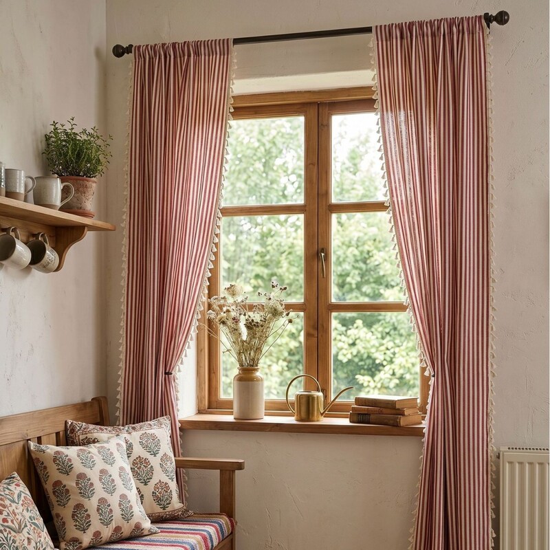 Striped Plaid Double-Sided Curtains, One Curtain with Two Colors, Double-Sided Blackout and Heat Insulation, Cross-Border E-Commerce Independent Site