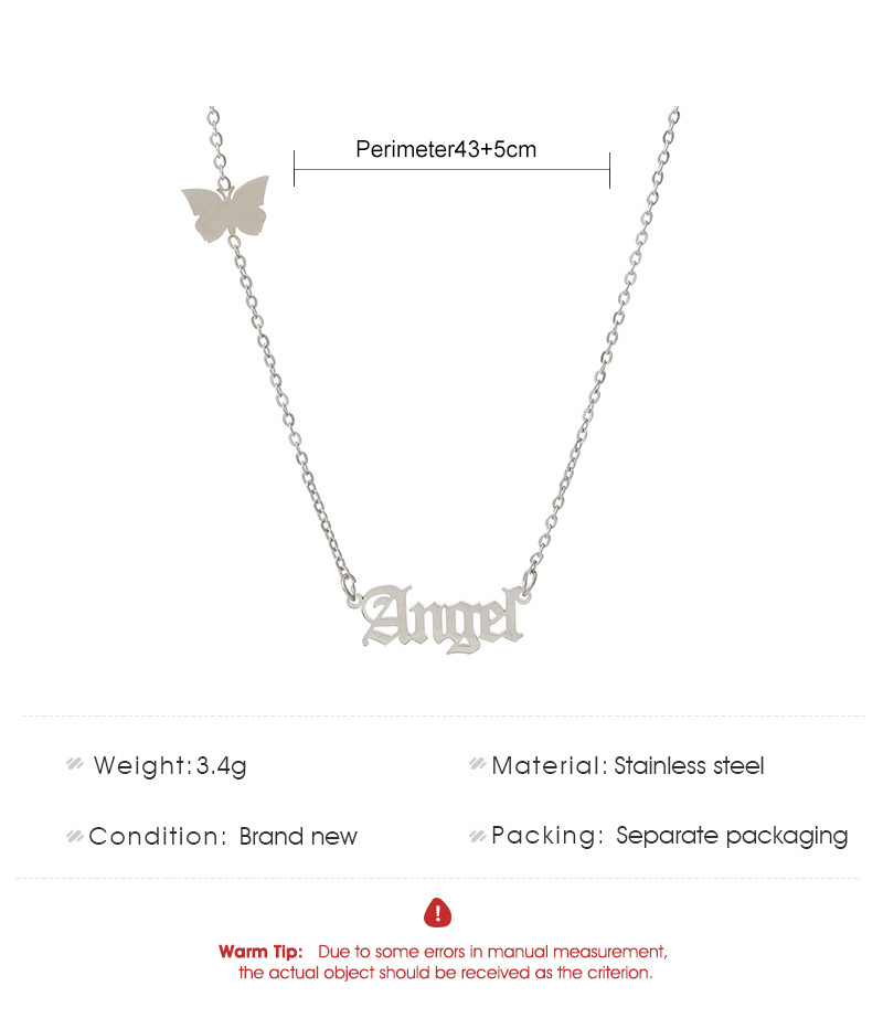 Style Simple Lettre Papillon Acier Inoxydable Placage Collier 1 Pièce display picture 1