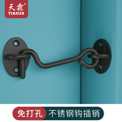 门插销免打孔门扣不锈钢卫生间门闩挂钩老式房门锁扣简易推拉门栓|ms